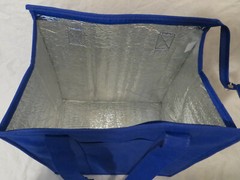 Medium Insulated Food Delivery Tote Bag w/ Drink Holder Blue
