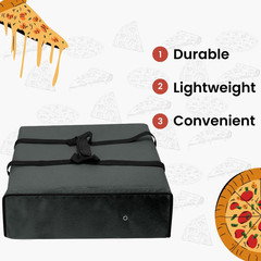 Insulated Pizza Delivery Bag 20×20 Grey Large Capacity Hot Food Warmer Carrier