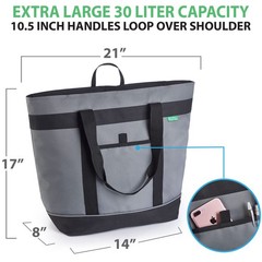 Jumbo Insulated Cooler Bag (Gray) with HD Thermal Insulation — X-Large, Gray