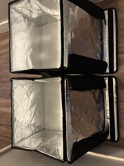 Delivery Bags 2-Pack Large Black Insulated Silver Lined Clear Label Window