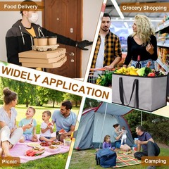 12 Pcs Large Insulated Food Delivery Bag Bulk XXXL Reusable Grocery Bags Fold…