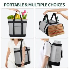 2 Pack Insulated Grocery Bags 39L Reusable Thermal Cooler Tote Side Pockets