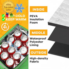 50L XL Large Insulated Food Delivery Backpack, Expandable Catering Cooler Bag