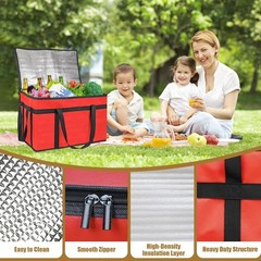 2 Pack Extra Large Insulated Reusable Grocery Bag with Zipper Top for Shopping