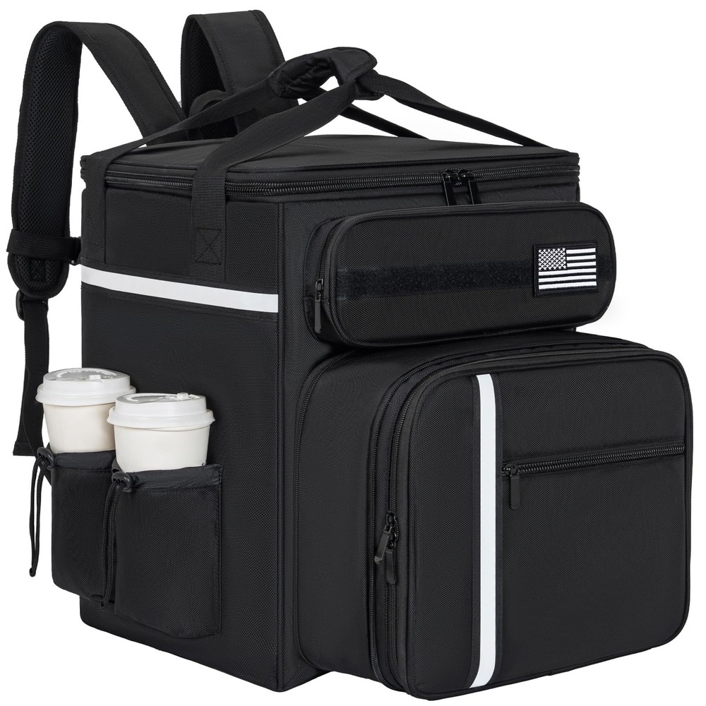 Food Delivery Backpack, Insulated Delivery Bags with 4 Cup Holder Extra Large…