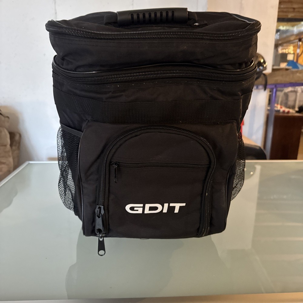 GDIT Insulated Freezer Bag Roller Cart w Adjustable Handle Zippered Pouches