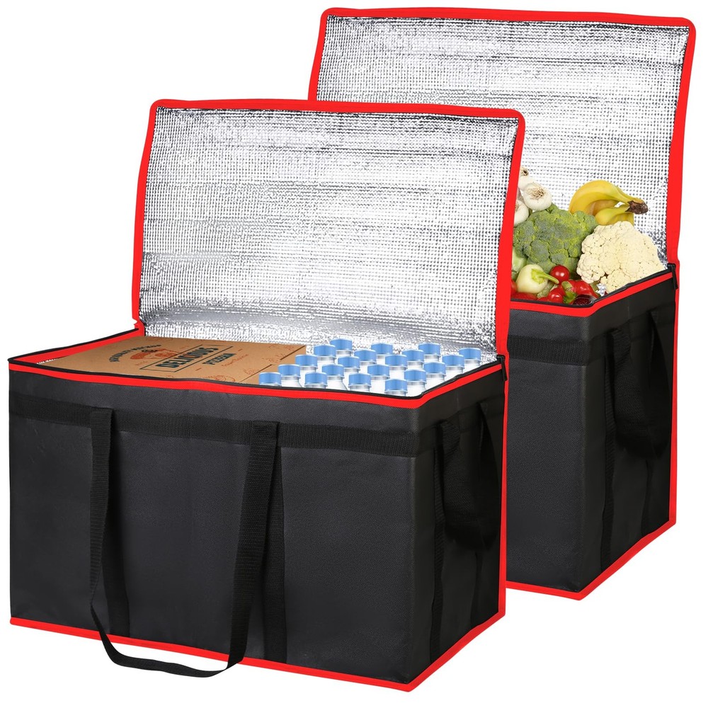 Bodaon 2-Pack Insulated Food XXX-Large(without Hard Bottom), Black-Red Edge
