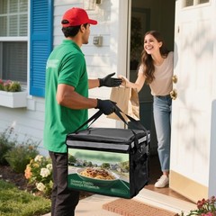 DEAYOU Insulated Food Delivery Bag for Bike, Pizza Delivery Bag with Divider and
