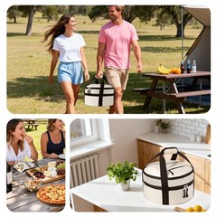 Round Double Insulated Casserole Carrier, Pie Carriers for Transport, Cassero…