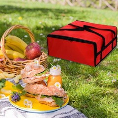 1 Pcs Pizza Bags for Carry 20″x20″x8″ Insulated Bags for Carried Red/Black