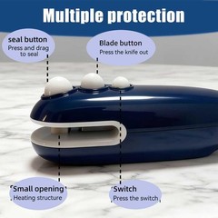 2in1Mini Bag Sealer, Mini Sealer with Cutter and small size, blue