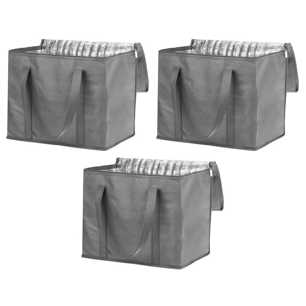 3 Pcs Pizza Bags for Carry 16″x10″x13″ Insulated Bags for Carried, Grey
