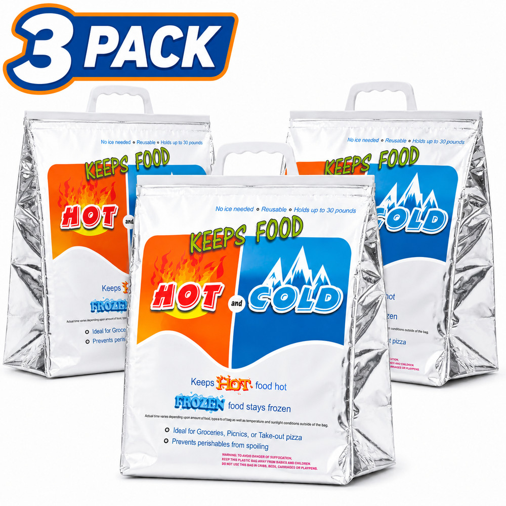 Insulated Thermal Food Delivery Bag Hot Cold Grocery Tote 13x7x15.5”
