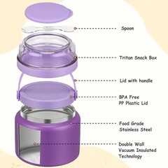 2-in-1 Insulated Thermo & Tritan Snack Box — Hot Food Container 13.5oz