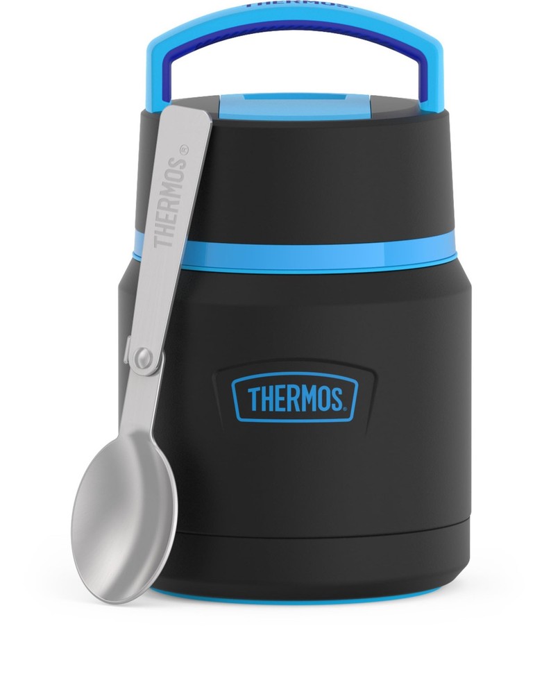 Thermos Icon Stainless Steel Food Jar Spoon 12 Ounce Black