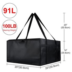 CIVJET Insulated Pizza Delivery Bag for Carry Hot, 20 x 20 x 14 inches, Black