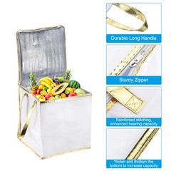 Insulated Grocery Bag Food Delivery Tote Food Container 30cmx30cmx27cm White