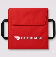 Doordash Large Insulated Pizza Food Delivery Bag 19x19x5 Red with Silver Lining