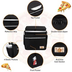 Expandable Food Delivery Backpack for Hot/Cold Items, Reflective Strips & Cup Ho