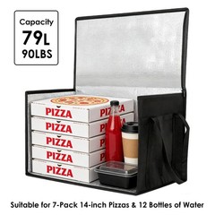 TITINICE 3 Pack XXXL Insulated Food Delivery Bags with Removable XXXL, Black