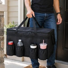 XXL Insulated Food Delivery Bag with 4 Cup Holders — Heavy Duty Thermal Carrier