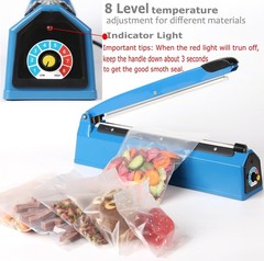 Yeler 8 Inch Impulse Heat Sealer, Manual Poly Machine for 8 inch, blue