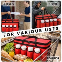 Insulated Food Delivery Bag with 4 Cup Holders, XXX-Large Commercial Grade Insul