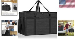Stylish Black XXXL Pizza Delivery Bag — Insulated & Water Resistant, 23″L x 15″H