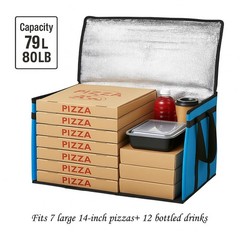 Large 3-Pack Insulated Food Delivery Bag, XXXL Pizza Cooler Bags, Thermal Cold/H