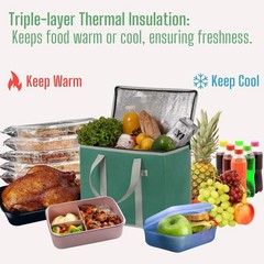 2 Pack Cooler Bag and Insulated Grocery Bags for Food Delivery, Collapsible Cool