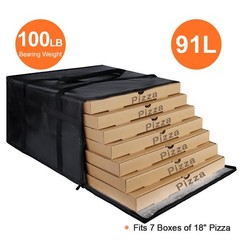 CIVJET Insulated Pizza Delivery Bag for Carry Hot, 20 x 20 x 14 inches, Black