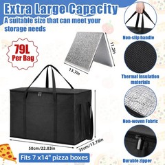 3 Set Insulated Food Delivery Bag Kits 23″ x 15″ x 14″ Insulated Delivery Bag…