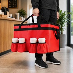 Insulated Food Delivery Bag with 4 Cup Holders, XXX-Large Commercial Grade In…