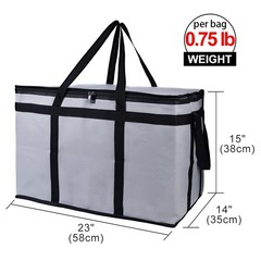 Grey Insulated Food Delivery Bags — 3 Count, Perfect for Catering & Transport