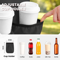 Insulated Food Delivery Bag with 4 Cup Holder and Bottom Support, Xxx-Large