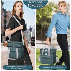 EEEKit Insulated Lunch Bag 14L Double Compartment Leakproof — Cooler Navy