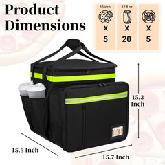 Expandable Food Delivery Backpack for Hot/Cold Items, Reflective Strips, Cup Hol