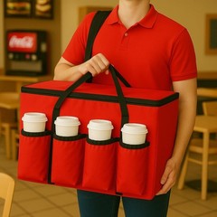Insulated Food Delivery Bag with Cup Holders for Doordash, Uber Eats
