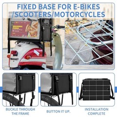 Insulated Food Delivery Bag for E-Bikes/Scooters/Motorcycles, Waterproof Deliver