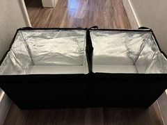 Delivery Bags 2-Pack Large Black Insulated Silver Lined Clear Label Window