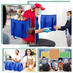 PUREZON 10 Pcs Large Insulated Grocery 13 x 12 x 7 inches, Blue and Black