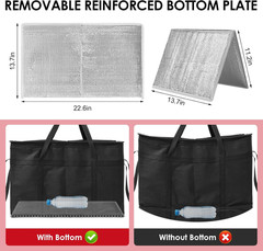 3 Pack XXXL Insulated Food Delivery Bags with Removable Hard Bottom 65lb Load Ca