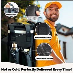 Insulated Food Delivery Backpack made with Expandable 1680D Black