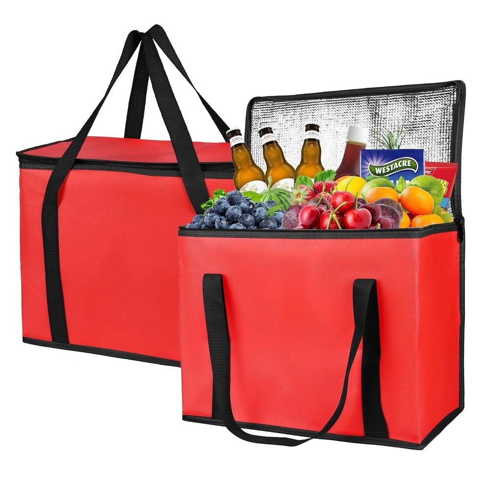 musbus 5 pack Additional Bottom Plate Insulated Food Delivery Bag 24x15x14″ Red