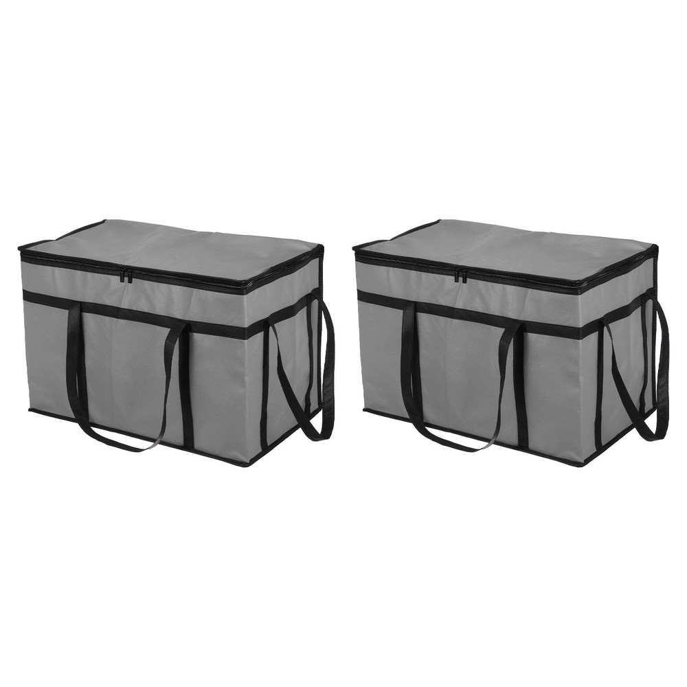 Insulated Reusable Grocery Bags with Zipper (Grey Black, 22.8″x13.8″x15″)