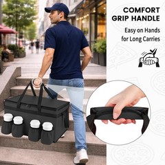 CIVJET Insulated Food Delivery Bag with 4 Cup Holders, XXL（60L）, Black