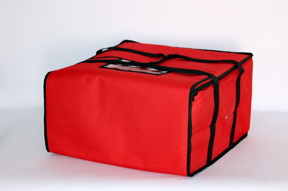Insulated Pizza Delivery Bag, Red Nylon, 20″ x 20″ x 12″ — Holds up to (6) 16″