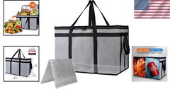 Multi-Scenario 3XL Insulated Delivery Bags with Hard Bottom — Eco-Friendly Grey
