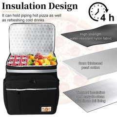Expandable Food Delivery Backpack for Hot/Cold Items, Reflective Strips & Cup Ho