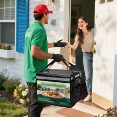 DEAYOU Insulated Food Delivery Bag for Bike, Pizza Delivery Bag with Divider and